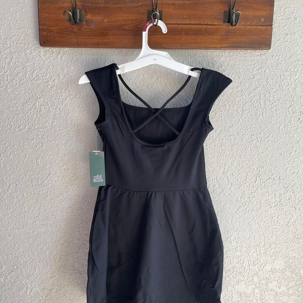 Wild Fable XS Cap Short Sleeve cross Women's Black Dress - Picture 3 of 5